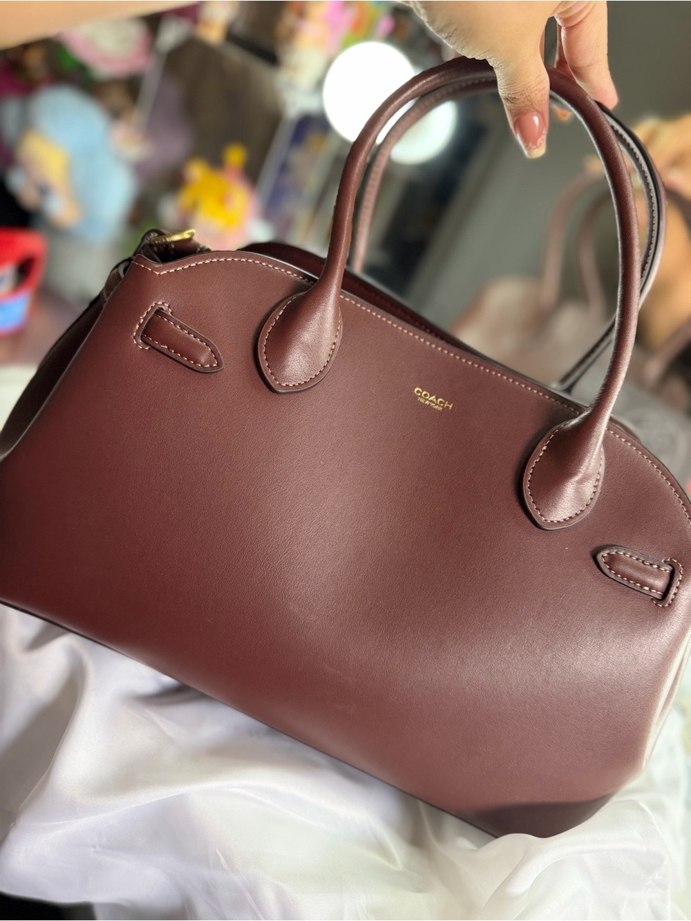 Inspired Women's Burgundy Leather Dome Satchel